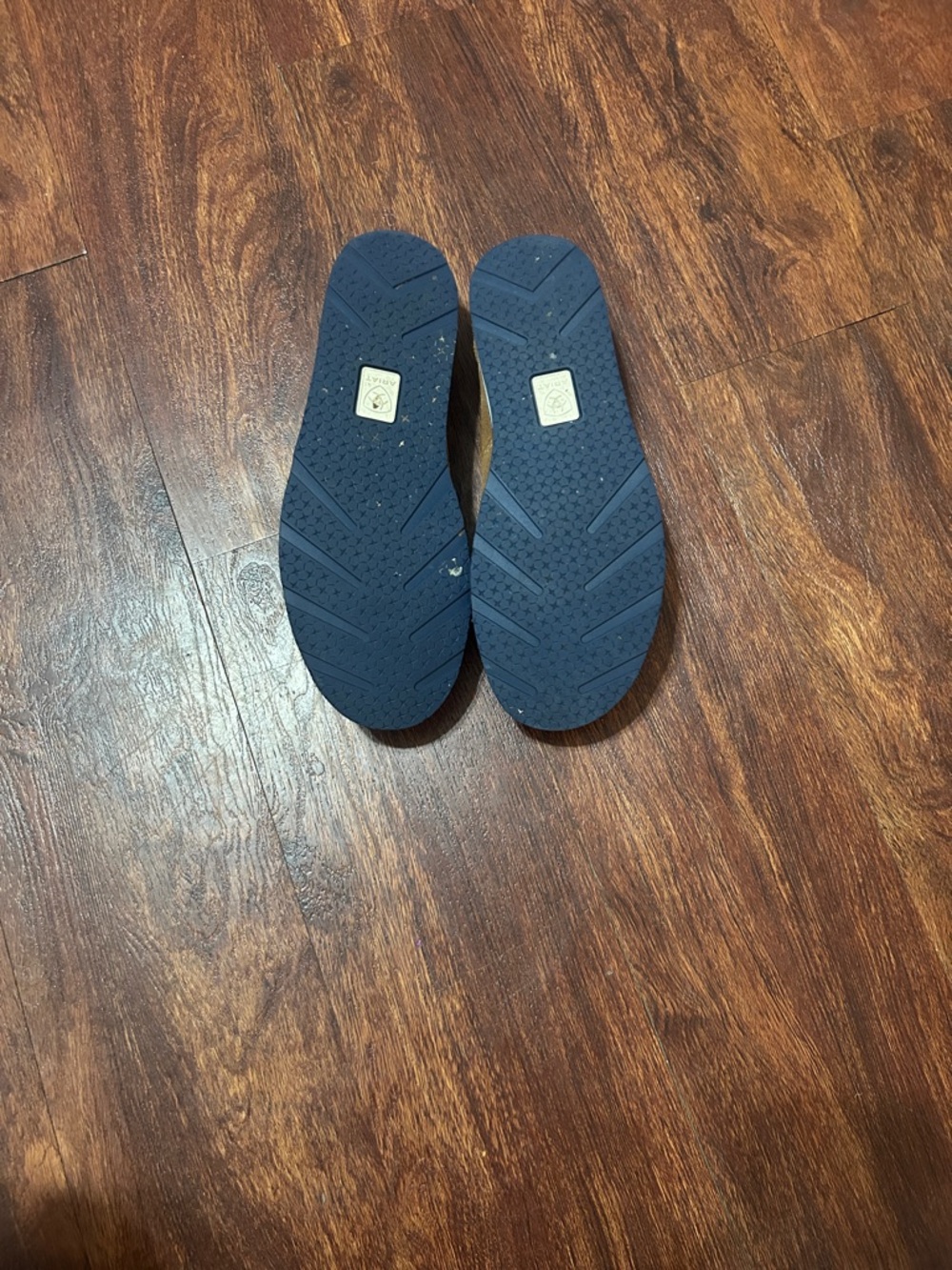 Ariat Brown Suede Slip-On Slippers with Navy Bandana Toe - Picture 6 of 7